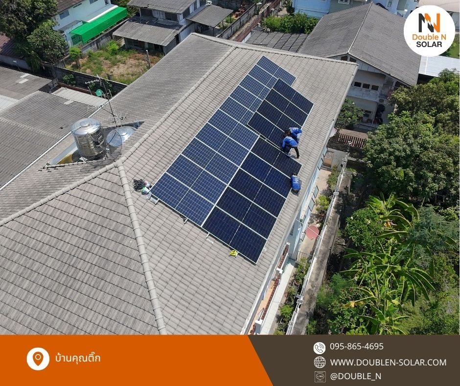 ผลงานการติดตั้งโซล่ารูฟท็อประบบ Hybrid ขนาด 5 kWp 1 เฟส ณ บ้านคุณติ๊ก