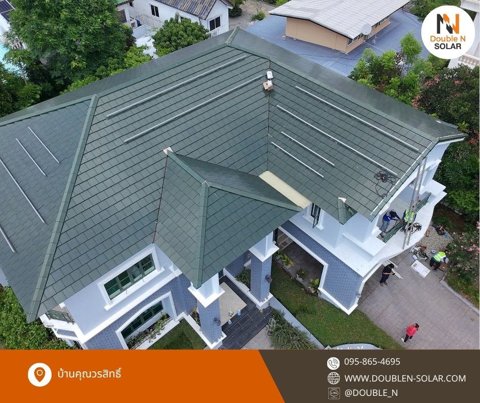 ผลงานการติดตั้งระบบโซล่ารูฟท็อป ขนาด 12 kWp 3 เฟส ณ บ้านคุณวรสิทธิ์ พร้อมระบบดับเพลิงในตัว