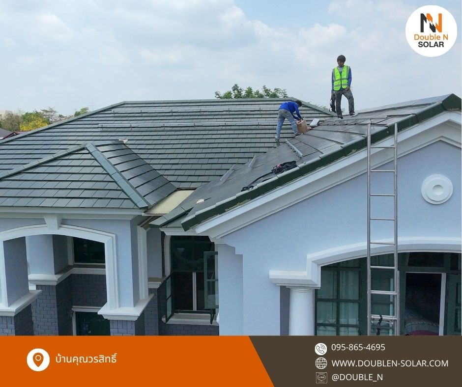 ผลงานการติดตั้งระบบโซล่ารูฟท็อป ขนาด 12 kWp 3 เฟส ณ บ้านคุณวรสิทธิ์ พร้อมระบบดับเพลิงในตัว