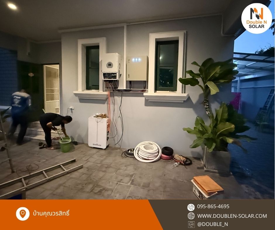 ผลงานการติดตั้งระบบโซล่ารูฟท็อป ขนาด 12 kWp 3 เฟส ณ บ้านคุณวรสิทธิ์ พร้อมระบบดับเพลิงในตัว