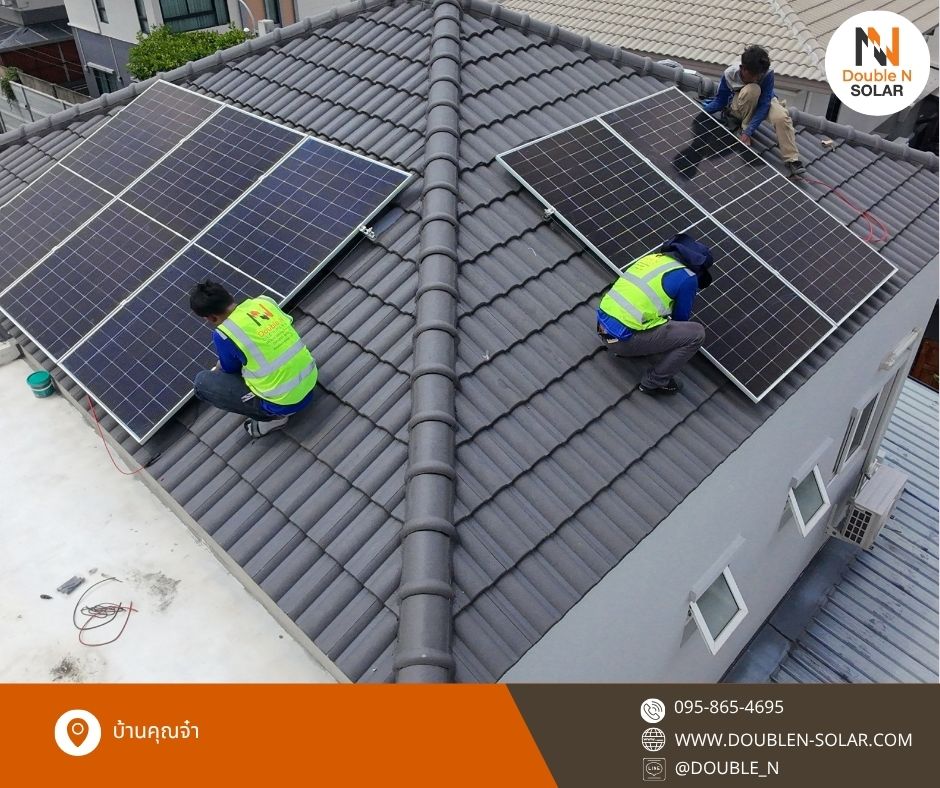 ผลงานการติดตั้งโซล่ารูฟท็อประบบ On Gird ขนาด 6 kWp 1 เฟส ณ บ้านคุณจ๋า