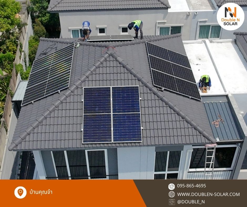 ผลงานการติดตั้งโซล่ารูฟท็อประบบ On Gird ขนาด 6 kWp 1 เฟส ณ บ้านคุณจ๋า