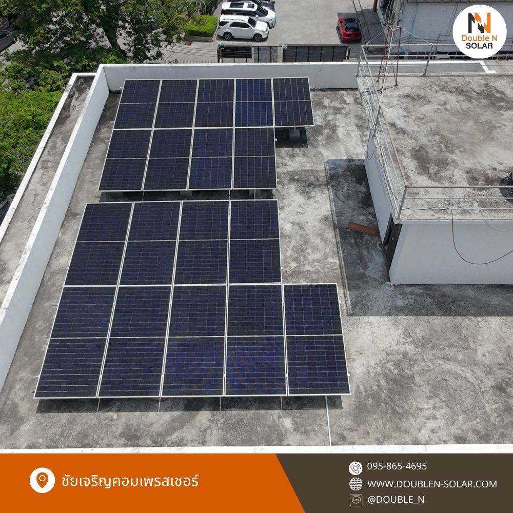 ผลงานการติดตั้งโซล่ารูฟท็อประบบ Hybrid ขนาด 20 kW 3 เฟส ณ ชัยเจริญคอมเพรสเซอร์