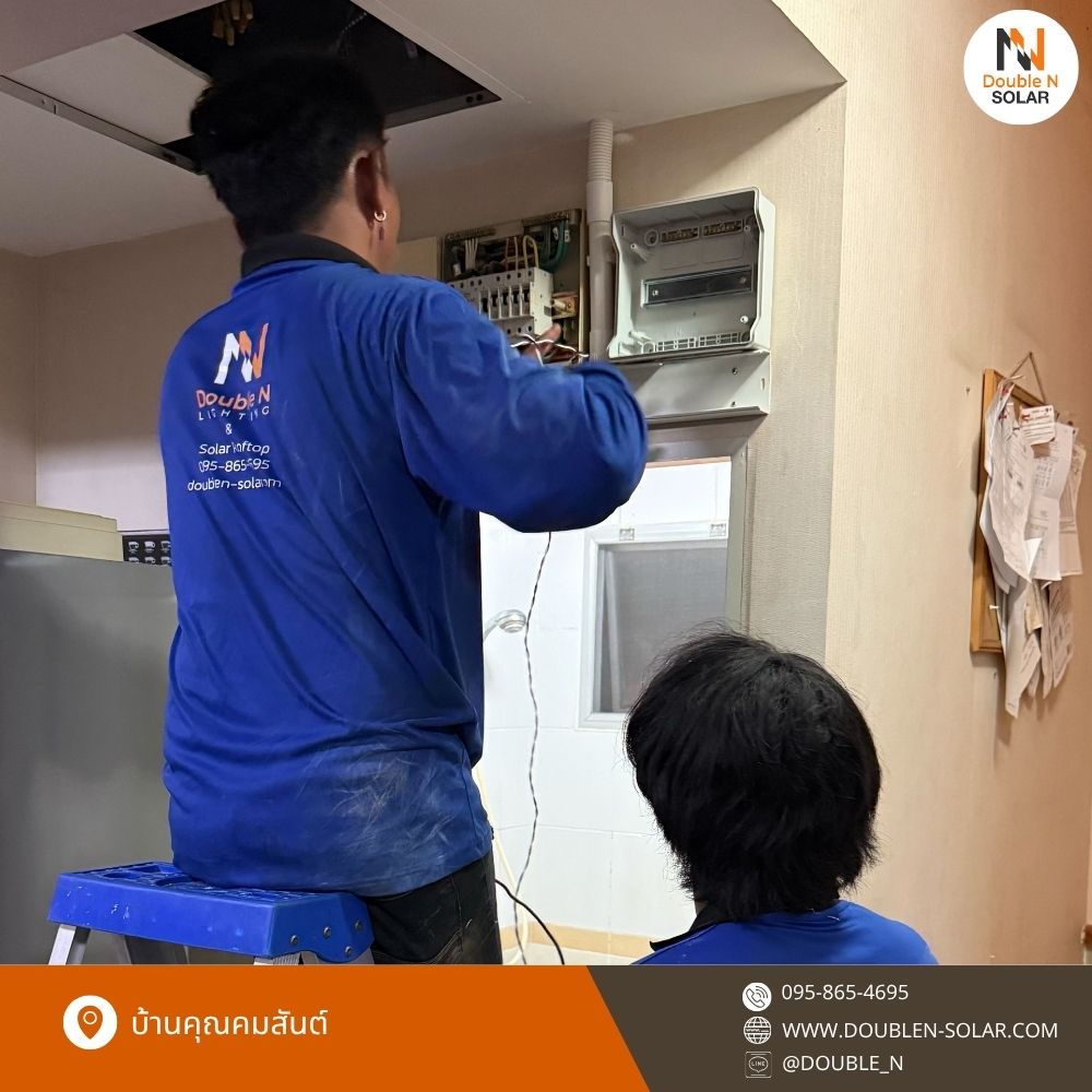 ผลงานการติดตั้งโซล่ารูฟท็อประบบ Hybrid ขนาด 5 kW 1 เฟส ณ บ้านคุณคมสันต์